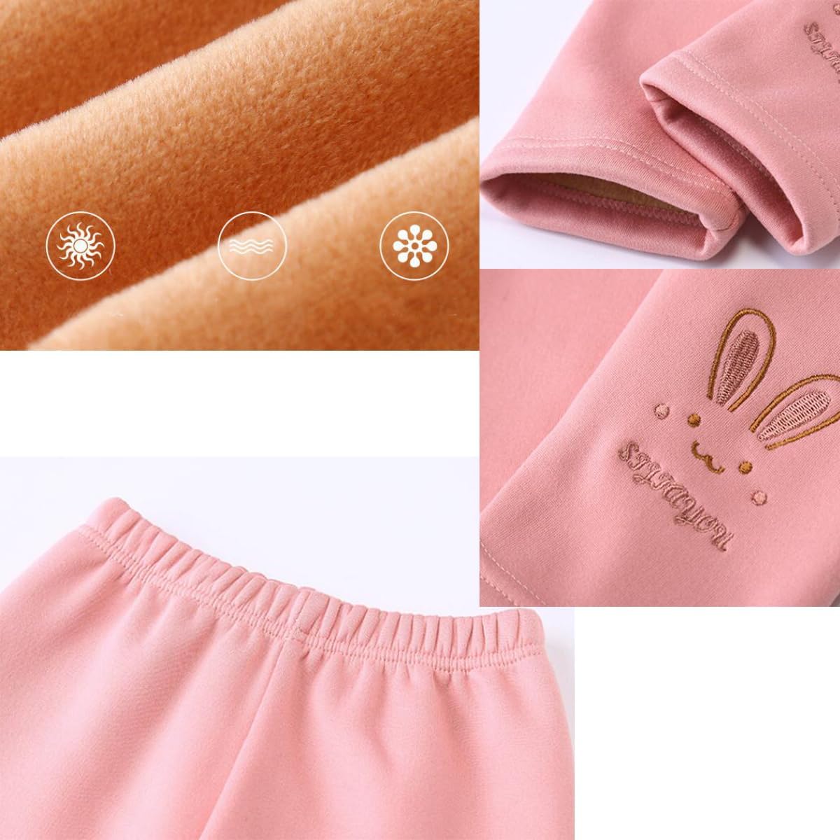 Leggings Polaire Pour Fille 2-7 Ans - Doublure Chaude, élastique - Pantalon D'hiver Uni - Lot De 2 - Tailles 100 à 140