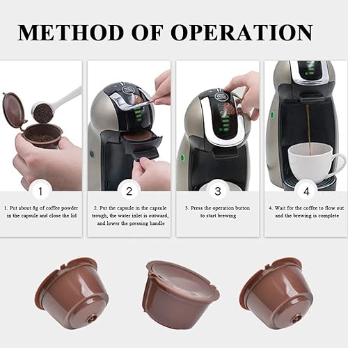 Miniatura 4 de TQEONKL 6 cápsulas de café reutilizables para máquina Nescafe Dolce Gusto, kit de filtro de cápsulas de café recargables reutilizables con cepillo