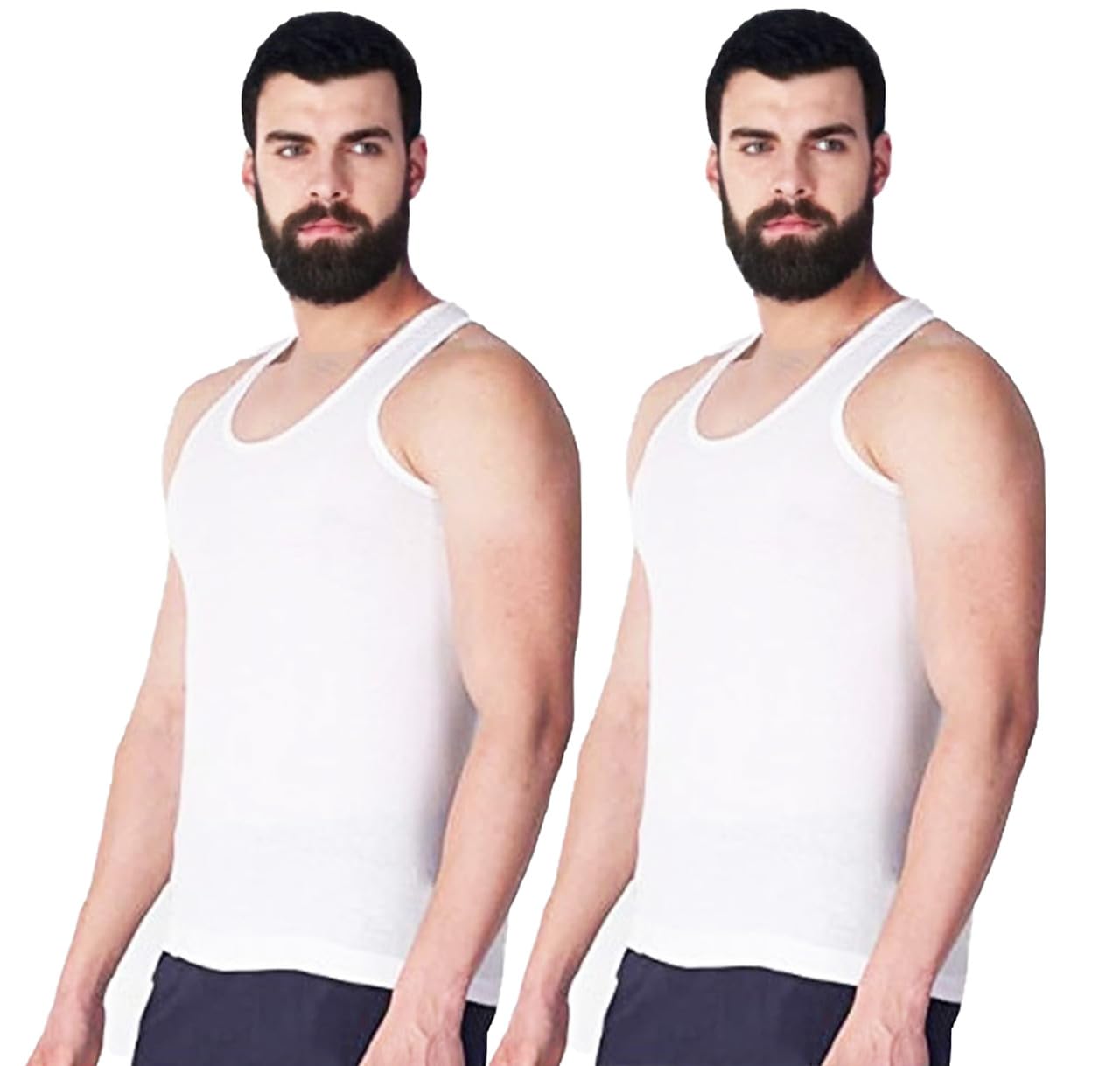 motus Men's Combed Cotton Round Neck Sleeveless White Vest - Pack of 2-picture-22