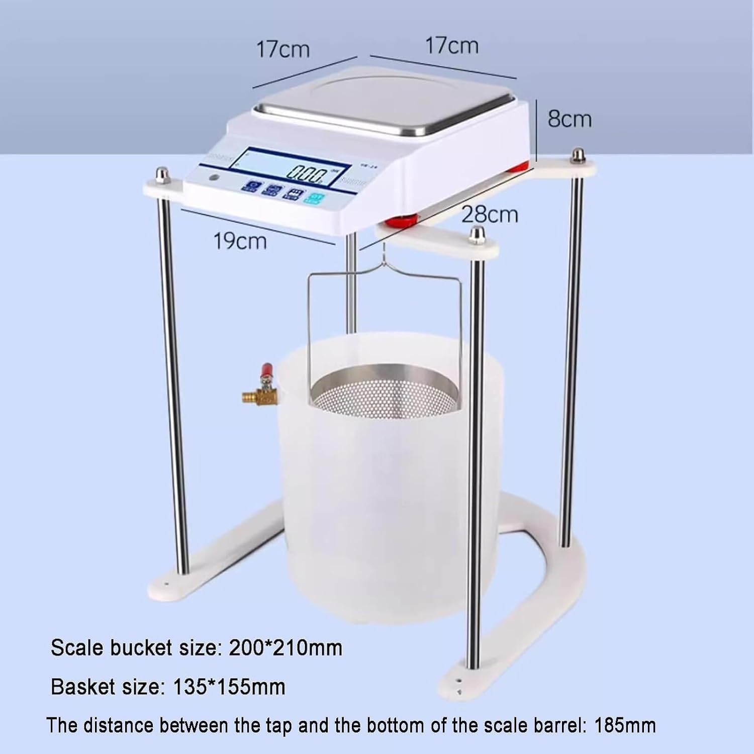 Balanza hidrostática digital, capacidad de 15 kg, precisión de 0,1 g, pantalla LCD, patas ajustables. Conectividad de datos. (5kg/0.1g)