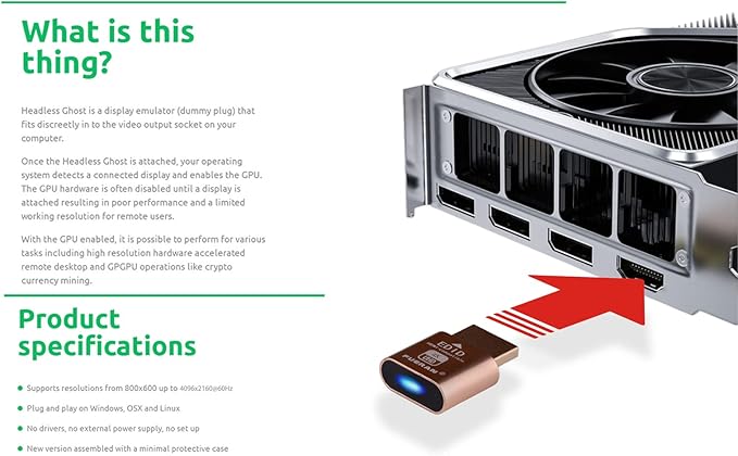 Emulador HDMI 4K HDR, Conector Virtual sin Monitor, 4096x2160 miniatura 4