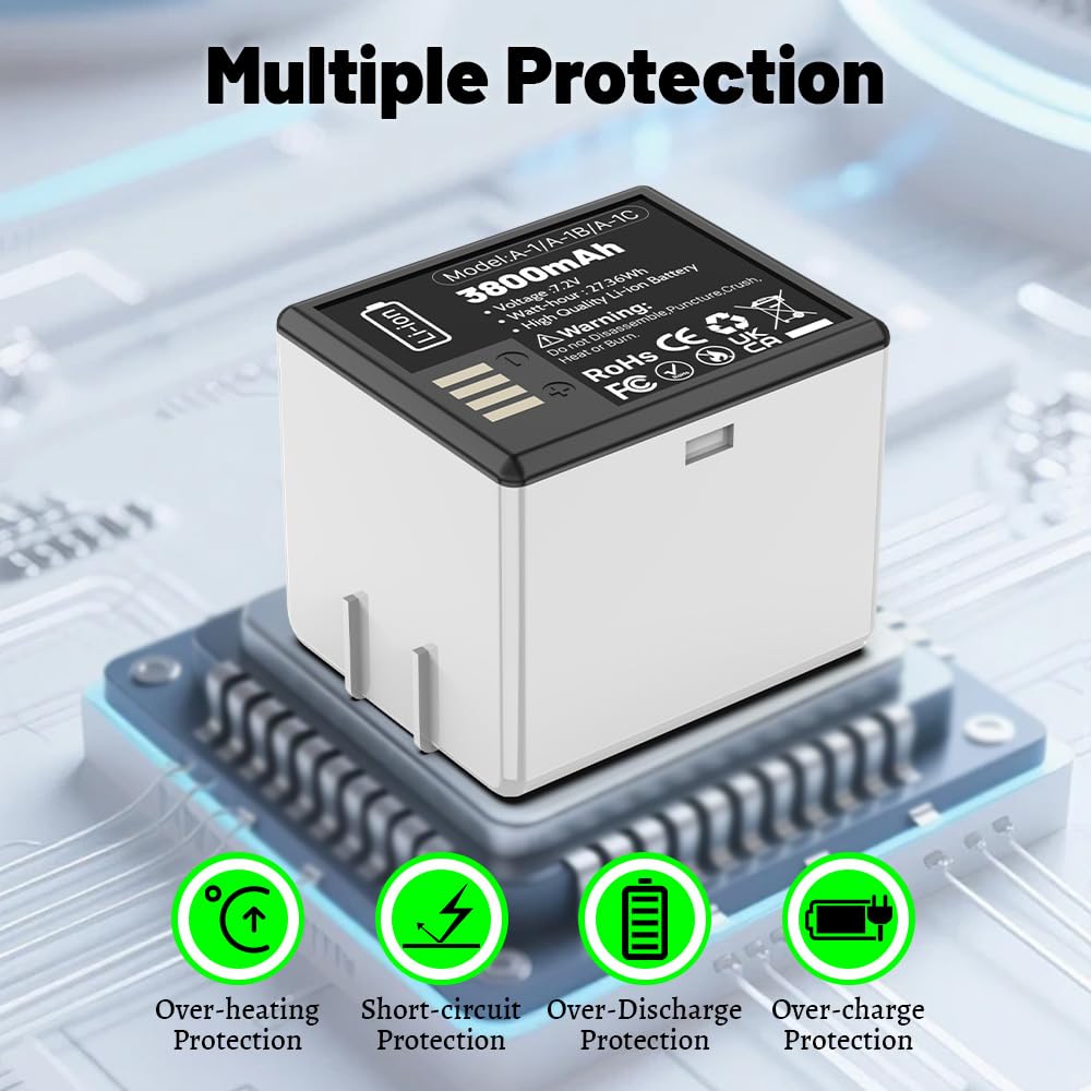 Batteria di ricambio da 3800 mAh compatibile con fotocamera Arlo Pro, Pro 2, con stazione di ricarica rapida PD (2 batterie+1 caricabatterie)