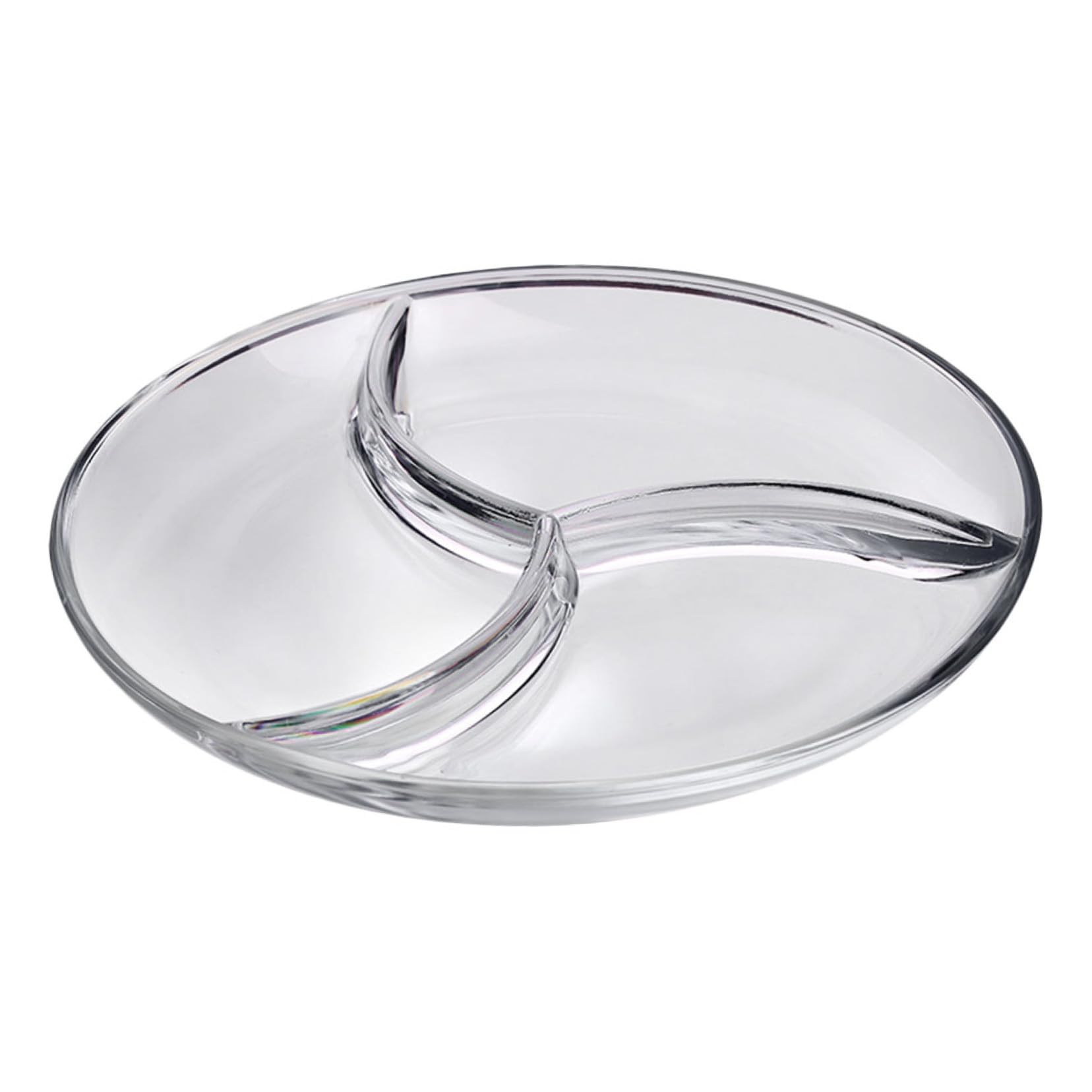 Ciieeo Assiette à Compartiments en Verre Trempé, 3 Sections, Assiette de Petit-déjeuner Pratique pour Hôtels et Restaurants
