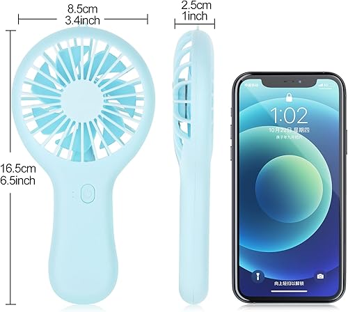 Miniatura 2 de CHNLML Ventilador recargable de mano, mini ventilador de mano portátil de bolsillo, alimentado con pilas, con base de pestañas, arte de uñas,