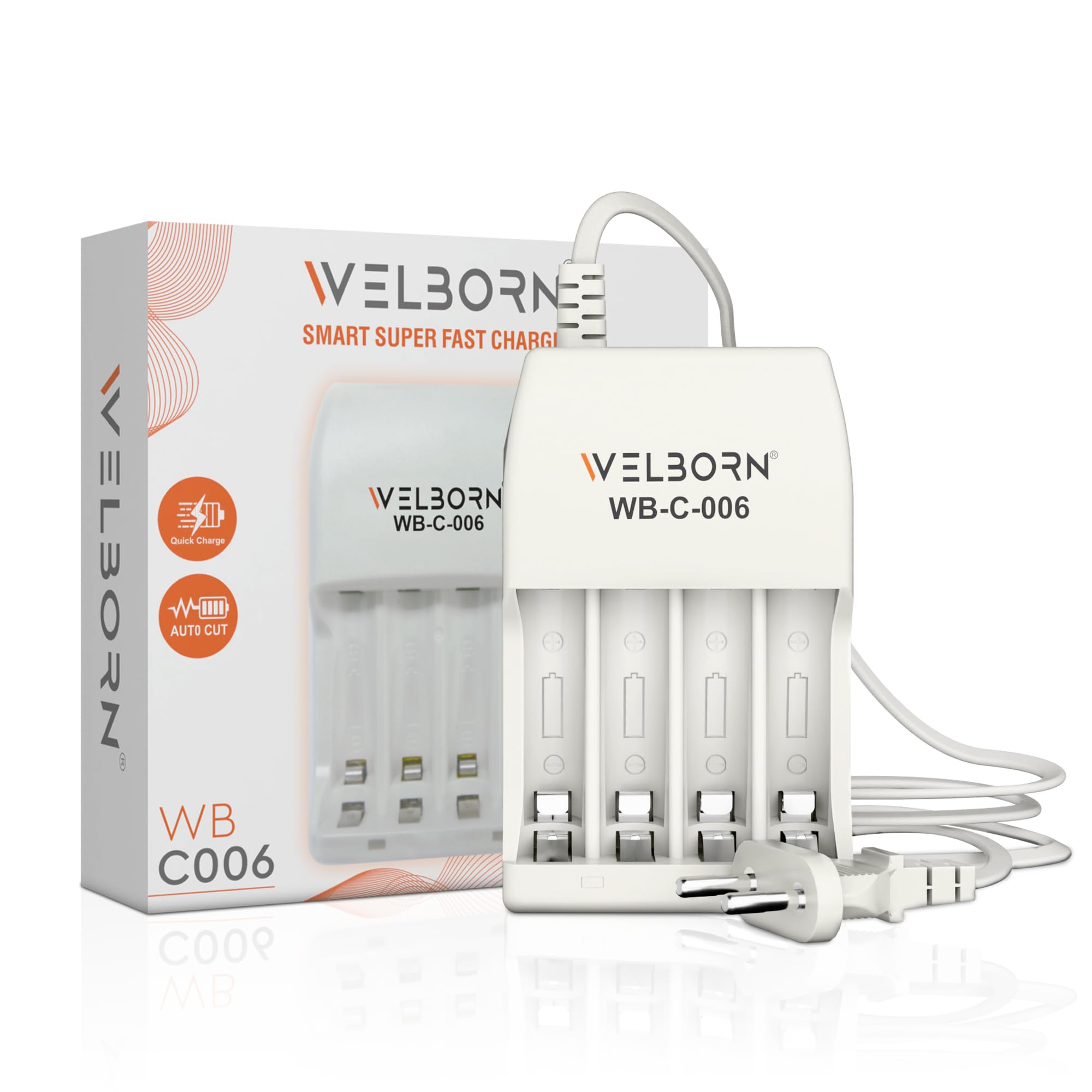 WELBORN WB-C-006/PCR Charger for 4 Rechargeable AA/AAA and NiMH Batteries AA Cell Charger