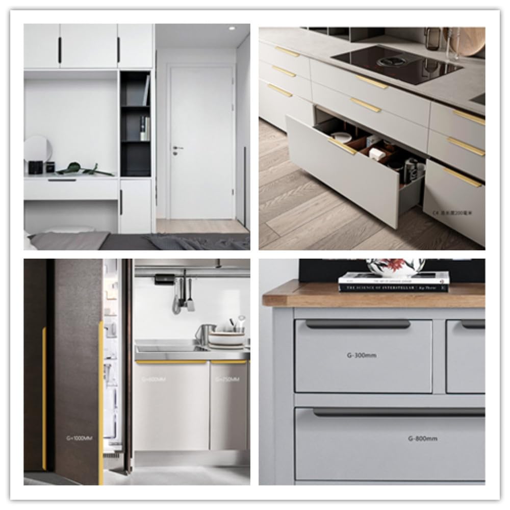 Tiradores ocultos dorados y negros, tiradores largos para armarios de cocina, tiradores para cajones, tiradores para muebles de aleación de aluminio, tiradores para armarios, negro, 1200mm