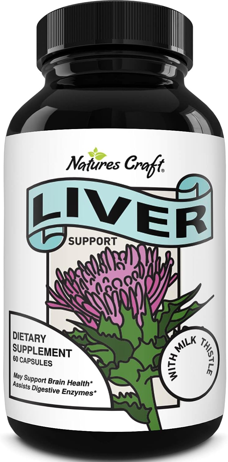 Liver Supplements with Milk Thistle - Artichoke - Dandelion Root Support Healthy Liver Function for Men and Women Natural Detox Cleanse Capsules Boost Immune System Relief - Natures Craft : Health & Household