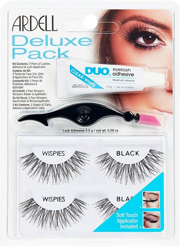 Ardell Wispies Kit de Cílios Postiços com 2 Pares, Adesivo DUO e Aplicador