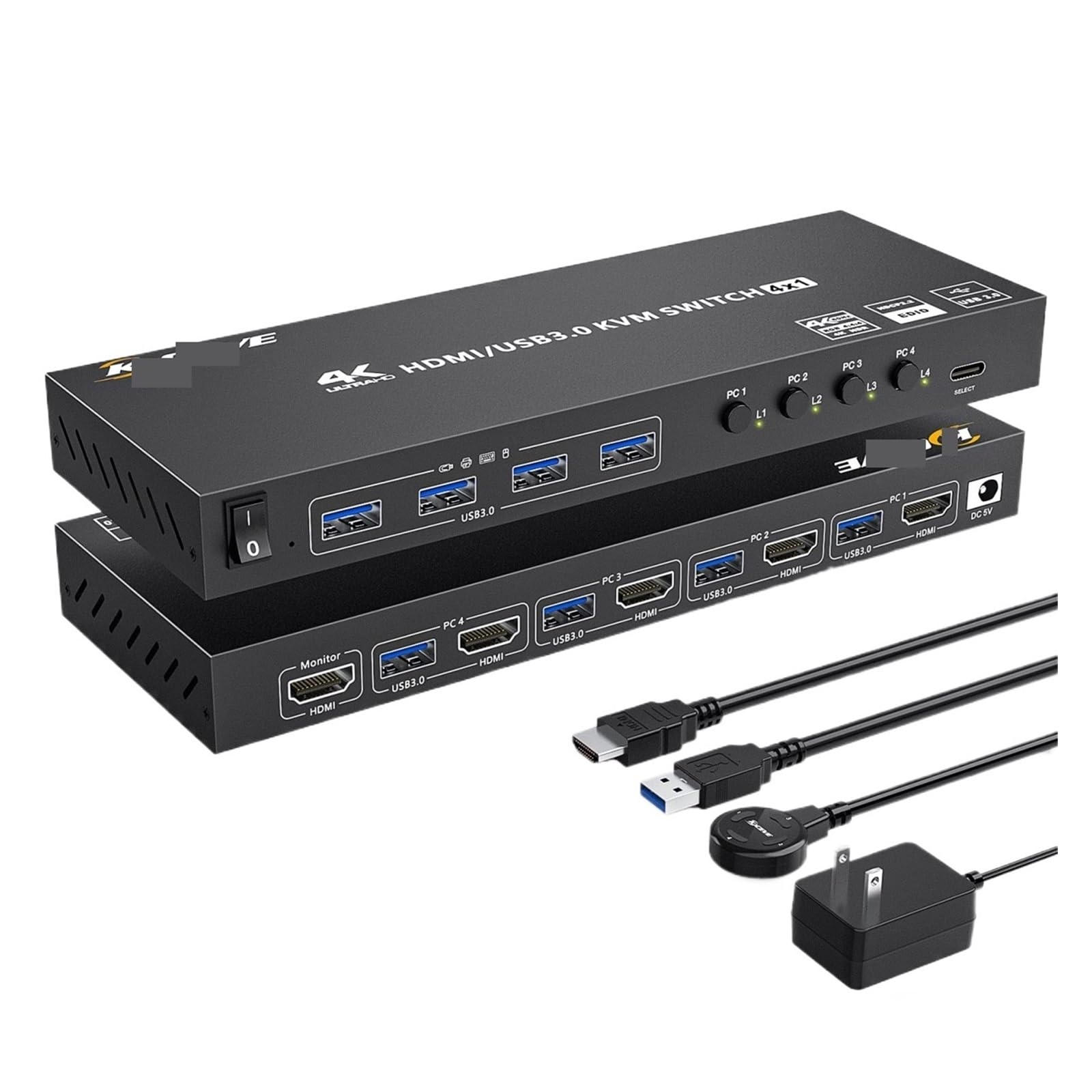 USB 3.0 KVM Switch HDMI 4 Port Support 4K@60Hz 2K@120Hz RGB 4:4:4 Simulation EDID, HDMI USB Switch 4 in 1 Out and 4 USB 3.0 Port(with UK Plug)-image-15