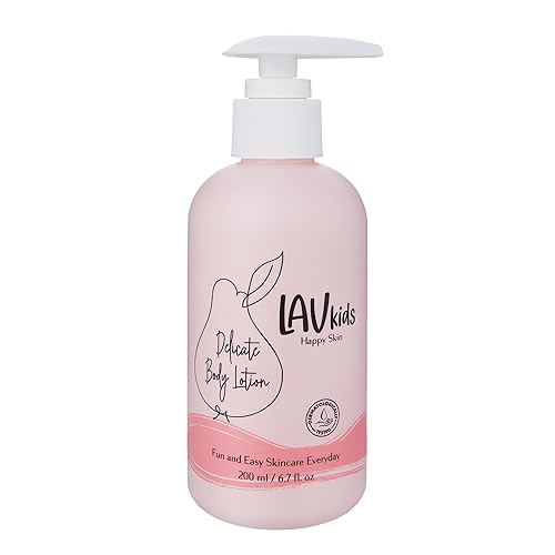 Delicada loción corporal con manzanilla, almendra dulce y manteca de karité, 6.8 fl oz de crema hidratante natural suave para niños y bebés,