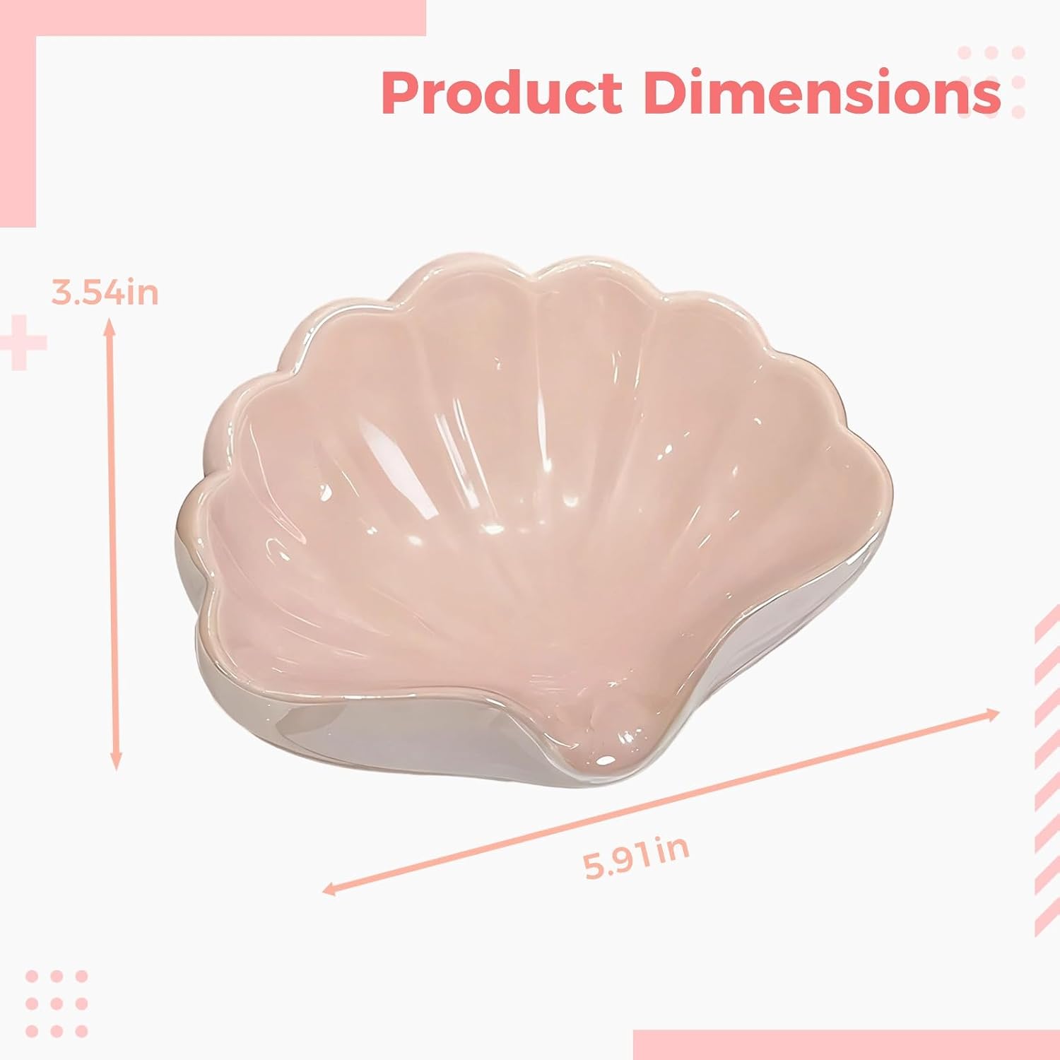 Seashell Soap Holder, 2 Pcs Ceramic Soap Dish Set, Self-Draining Soap Saver, Quick Drying, Decorative and White Soap Dish for Bathroom Countertop