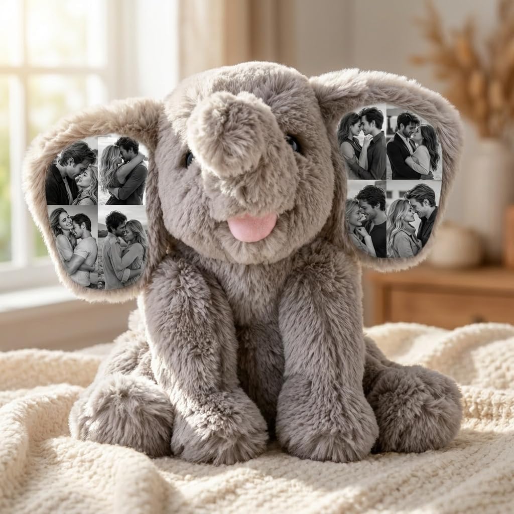 VEELU Personalized Photo Elephant Stuffed Animals Plush