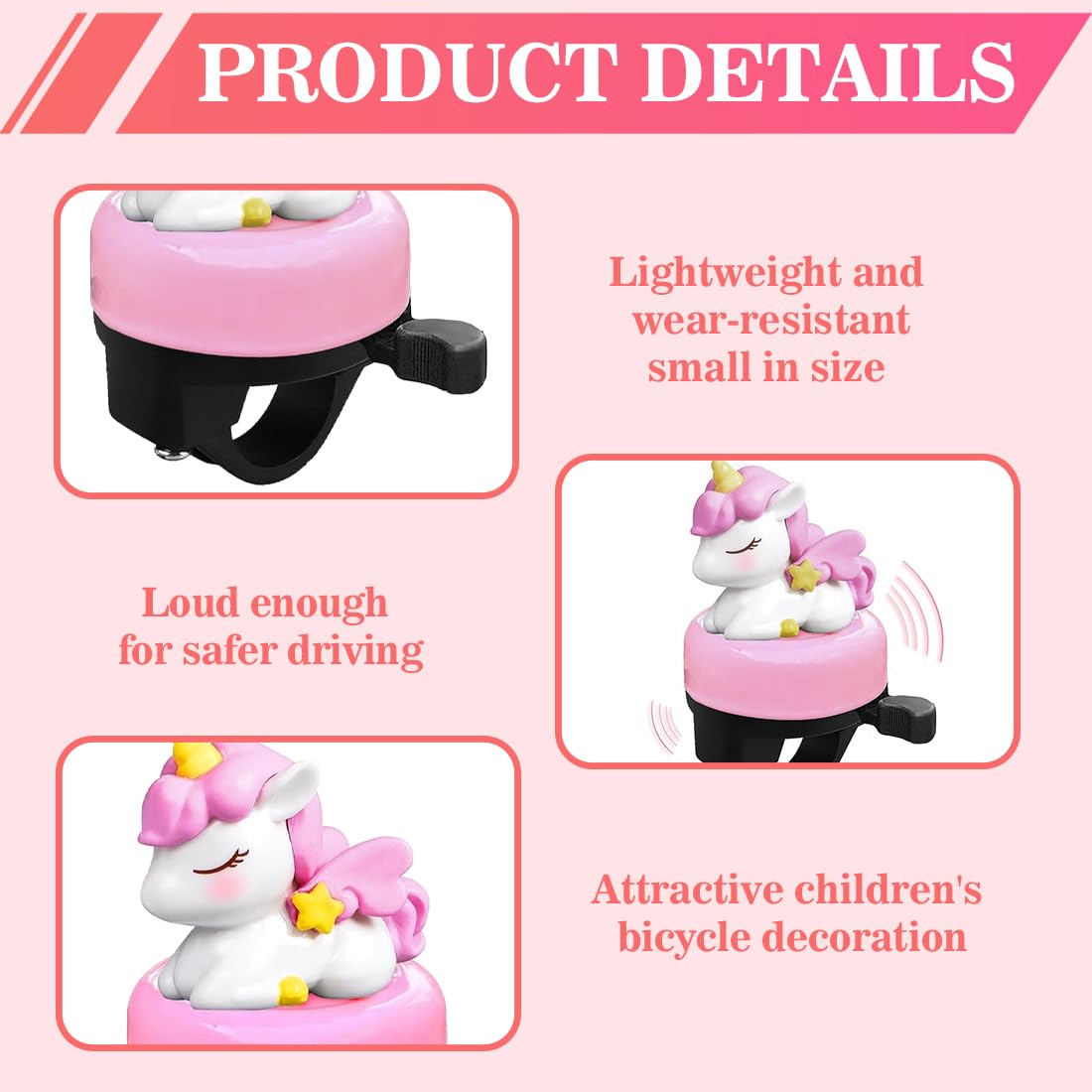 GXGM sonnette de vélo poney rose son fort clair enfants filles garçons