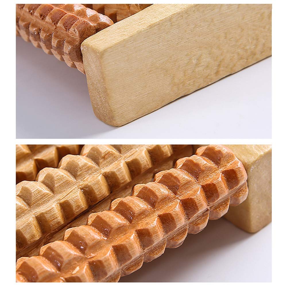 MU Rodillo de madera portátil Tipo Masajeador de madera maciza, Bola de acupresión, Rodillo de masaje de pies: adecuado para pies, piernas, alivio de la presión Fascitis plantar