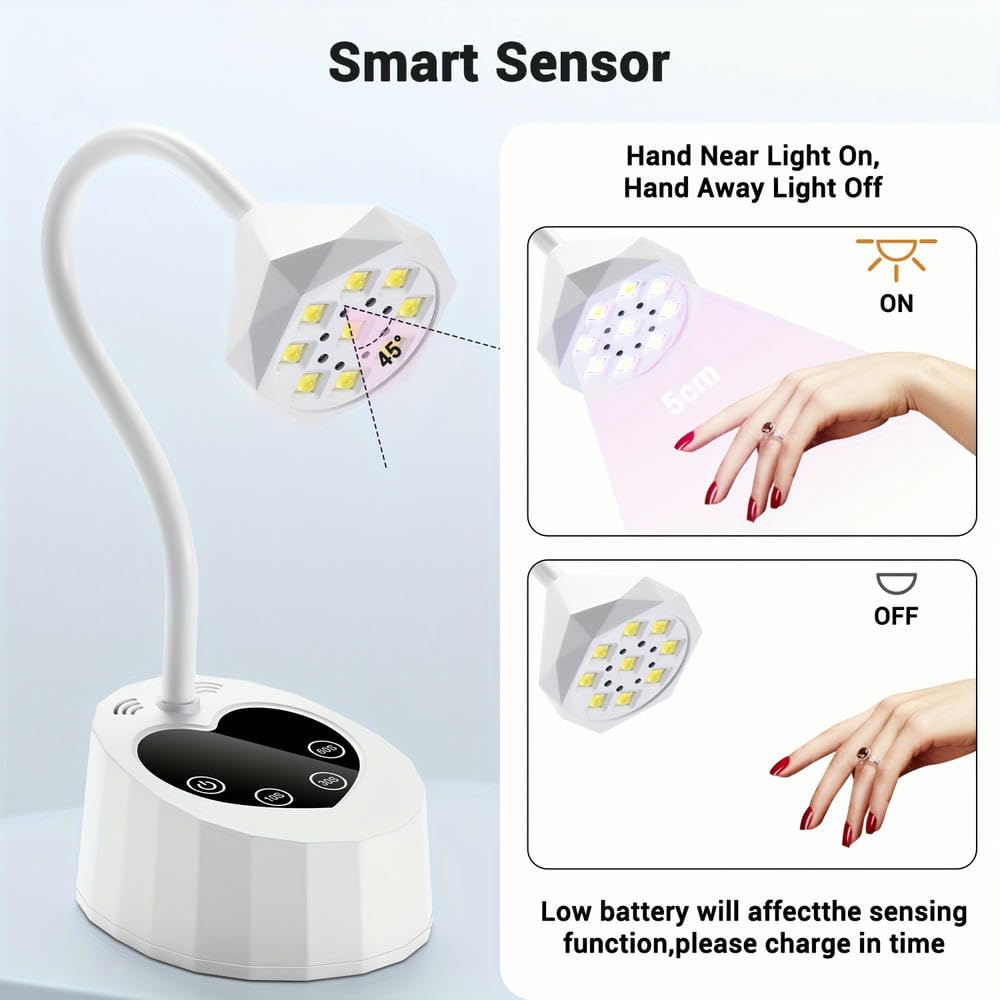 ZBDZSW Lampada Relax per Manicure con Luce Ricaricabile Wireless con 3 Sensori di Tempo e Luce Relax