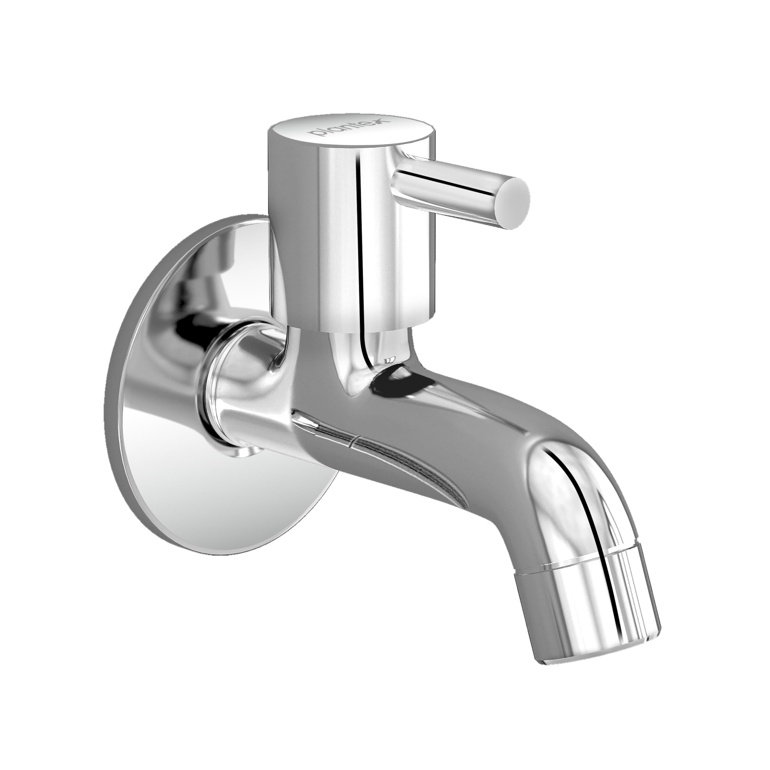 Plantex Short Body Bib Tap for Bathroom with Water-Saving Aerator/Wall Mount Bib Cock with Wall Flange and Teflon Tape/Brass Spindle Basin Tap for Home (MKS-1271-Mirror Chrome)
