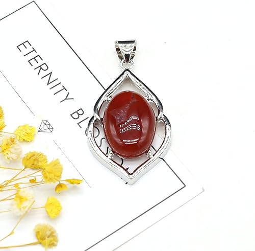 Miniatura 9 de LHJ 4 colgantes de piedra natural, exquisitos dijes ovalados de concha de piedra de cristal para hacer joyas, collares, pulseras, regalo, Piedra