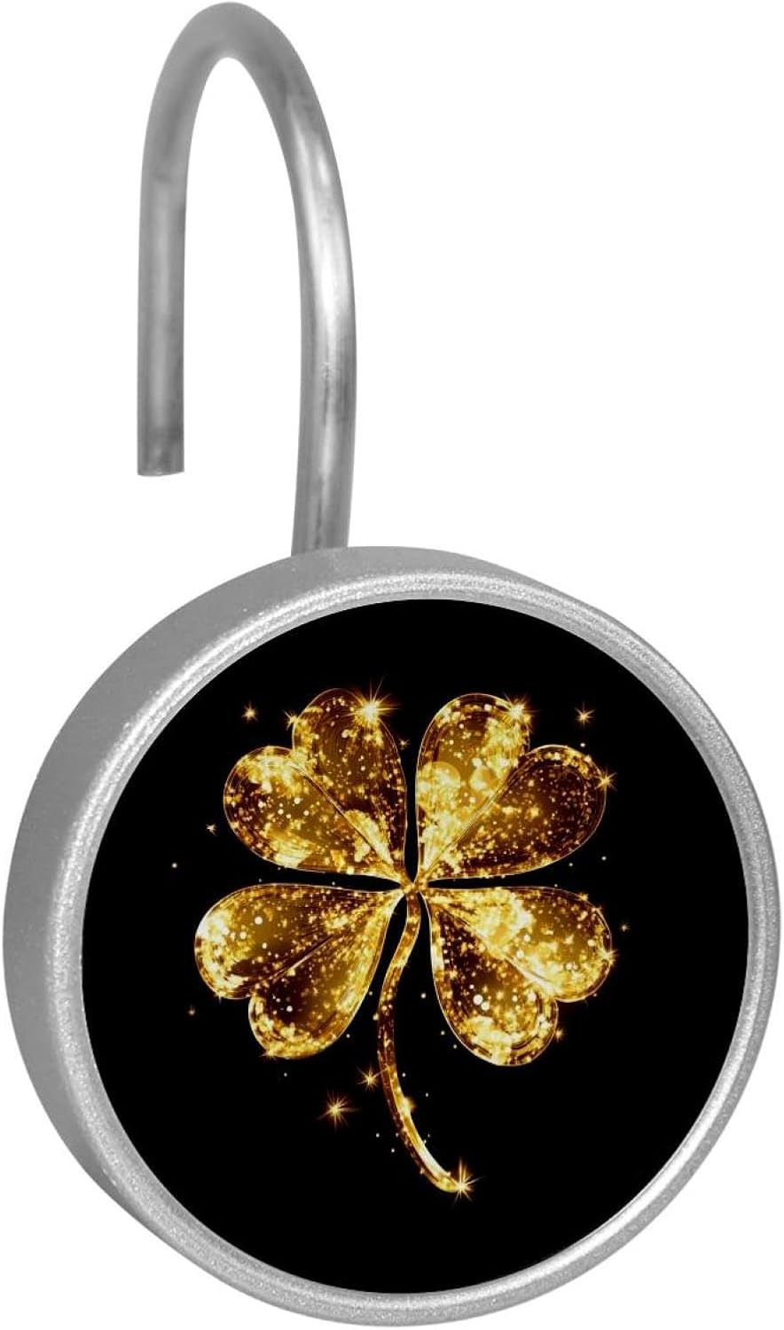 12 Pcs Stainless Steel Shower Curtain Hooks for Shower Curtain, Gold Four Leaf Clover
