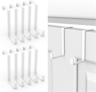 Over The Door Hooks 10 Pack, Fits The 1 3/8” and 1 3/4” Door Widths, Reversible Sturdy Z-Shaped Metal Over Door Hanger Hooks for Hanging Clothes, Coats, Towels and Shoe Organizers (White)