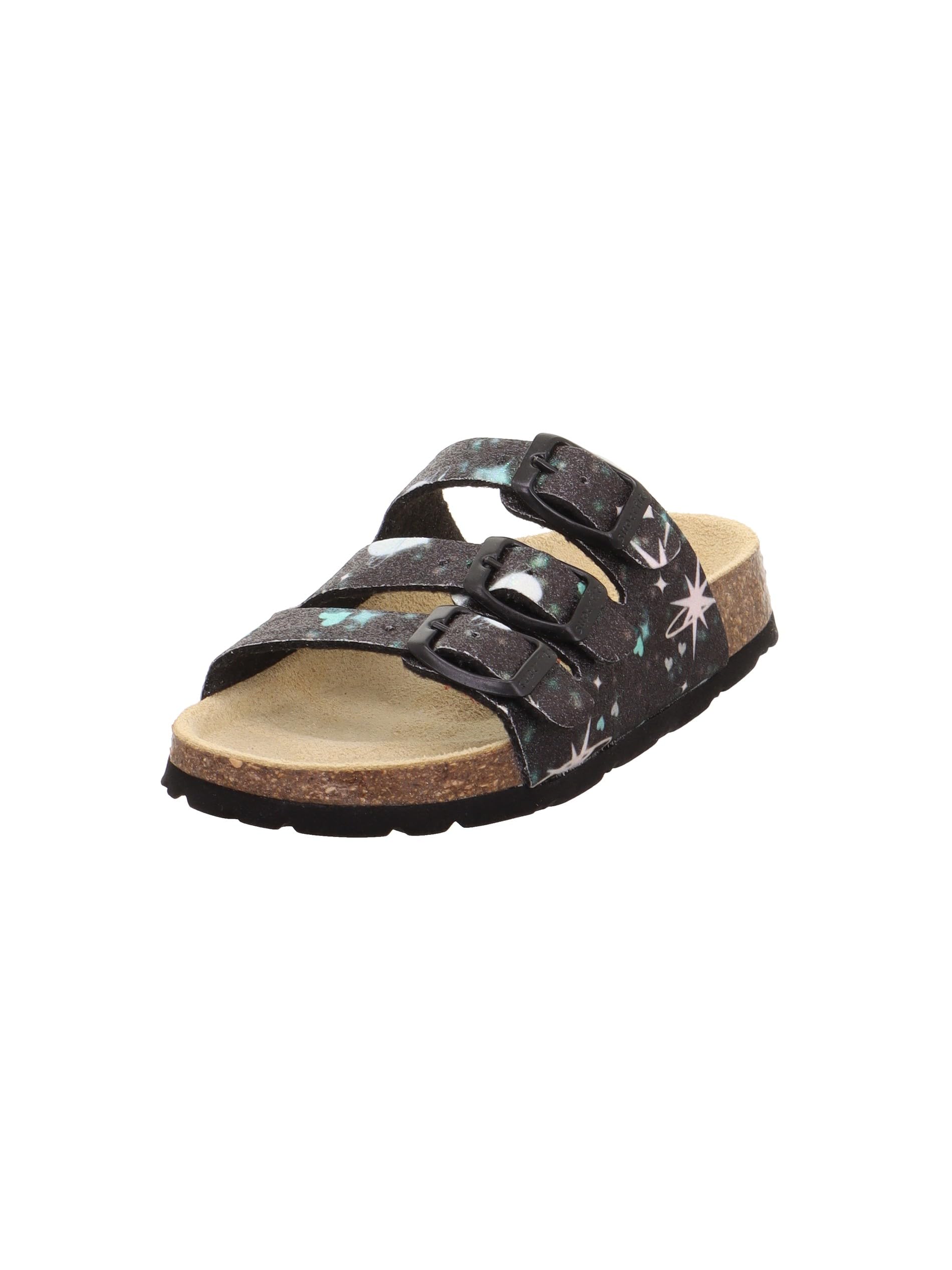 Superfit Mädchen FUSSBETTPANTOFFEL Schwarz/Mehrfarbig 0050