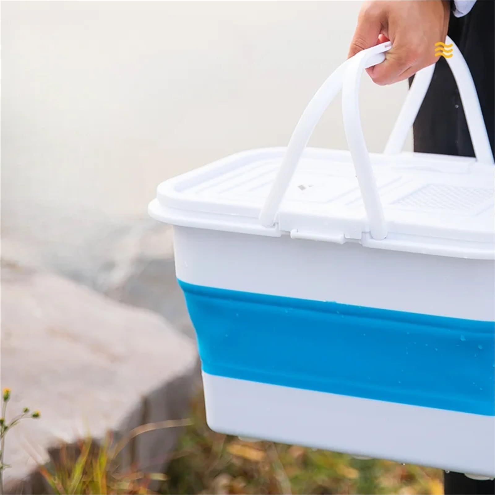Seau Pliant de pêche en Plein air 13l, Seau vadrouille Domestique, Stockage Lavage Voiture, adapté aux Voyages 1 pièce pour Les Voyages La Randonnée(Grey)