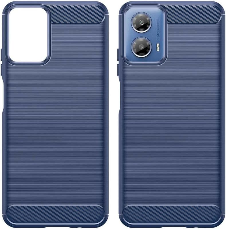 Image of NPRC Hybrid Ultra Slim Protective Case TPU Non-Slip Carbon Fiber Texture Shockproof Case Cover for Moto G34 - Blue