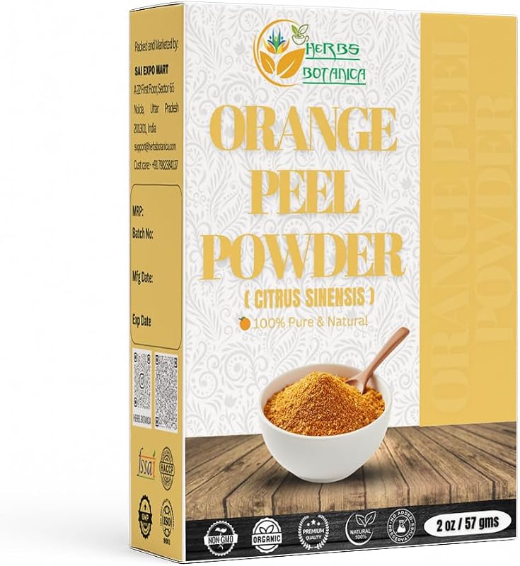 Herbs Botanica Pó de Casca de Laranja Finamente Moída, Pacote Reutilizável com 57 g