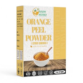 Herbs Botanica Orange Peel Powder 100% Pure & Natural Powder for Skin Care, DIY Face Masks, Hair Care & Culinary Use Finely Ground Orange Zest & Peel Spice 2 oz Resealable Pack