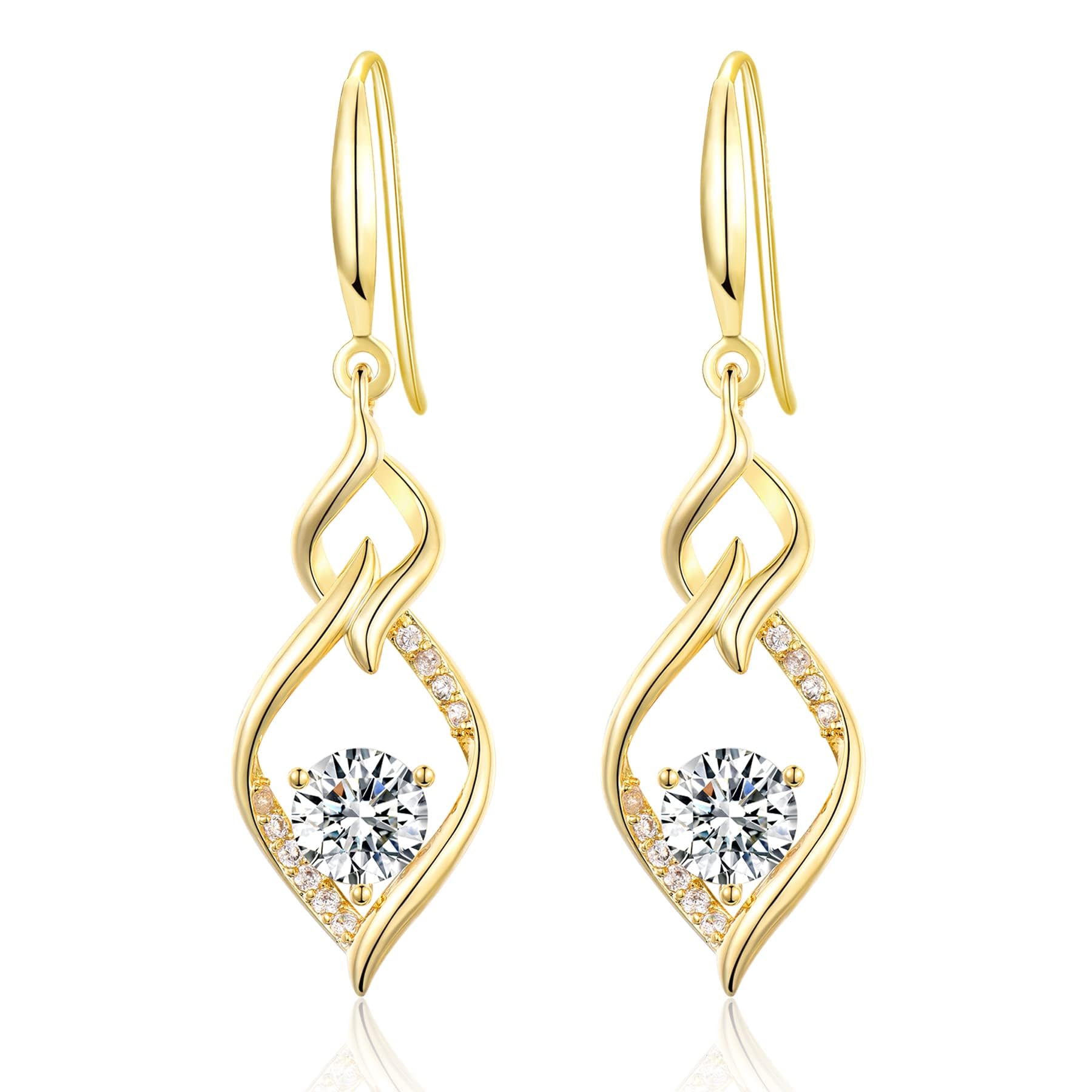 MASOP Ohrringe Silber 925/Gold Hängend AAA Zirkonia Hängeohrringe Lange Ohrhänger Vergoldet Hochzeit Schmuck für Damen Frauen Braut