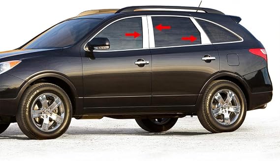 Made in USA! Compatible with 2007-2015 Hyundai Veracruz 6PC Stainless Steel Chrome Pillar Post Trim