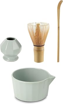 4lü Matcha Set Kase Kaşık Whisk Tutucu Bambu Whisk Çırpıcı ve Bambu Kaşık mt248
