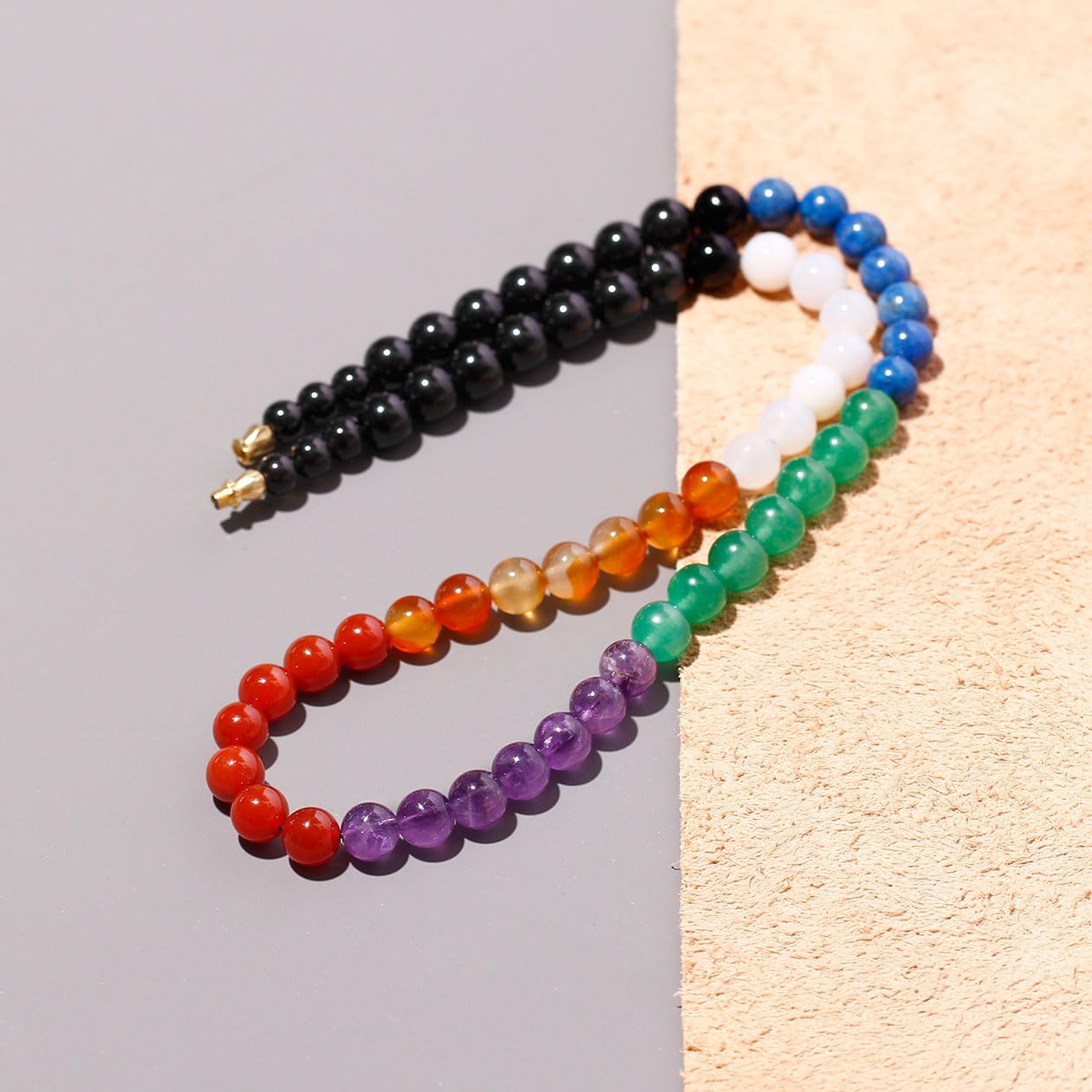 7 Chakra Beaded Necklace Colorful Spiritual 8mm Crystals and Stones Necklaces for Women 20 Inches Meditation Yoga Jewelry