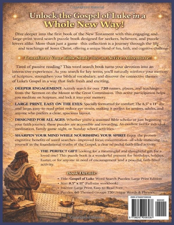 The Gospel of Luke Word Search Puzzles: For Kids and Adults of All ages! | 8.5x11 in. | For Kids and Adults of All Ages! | Large Print | Easy to Read! (The Four Gospels Word Search Puzzle Books) image 3