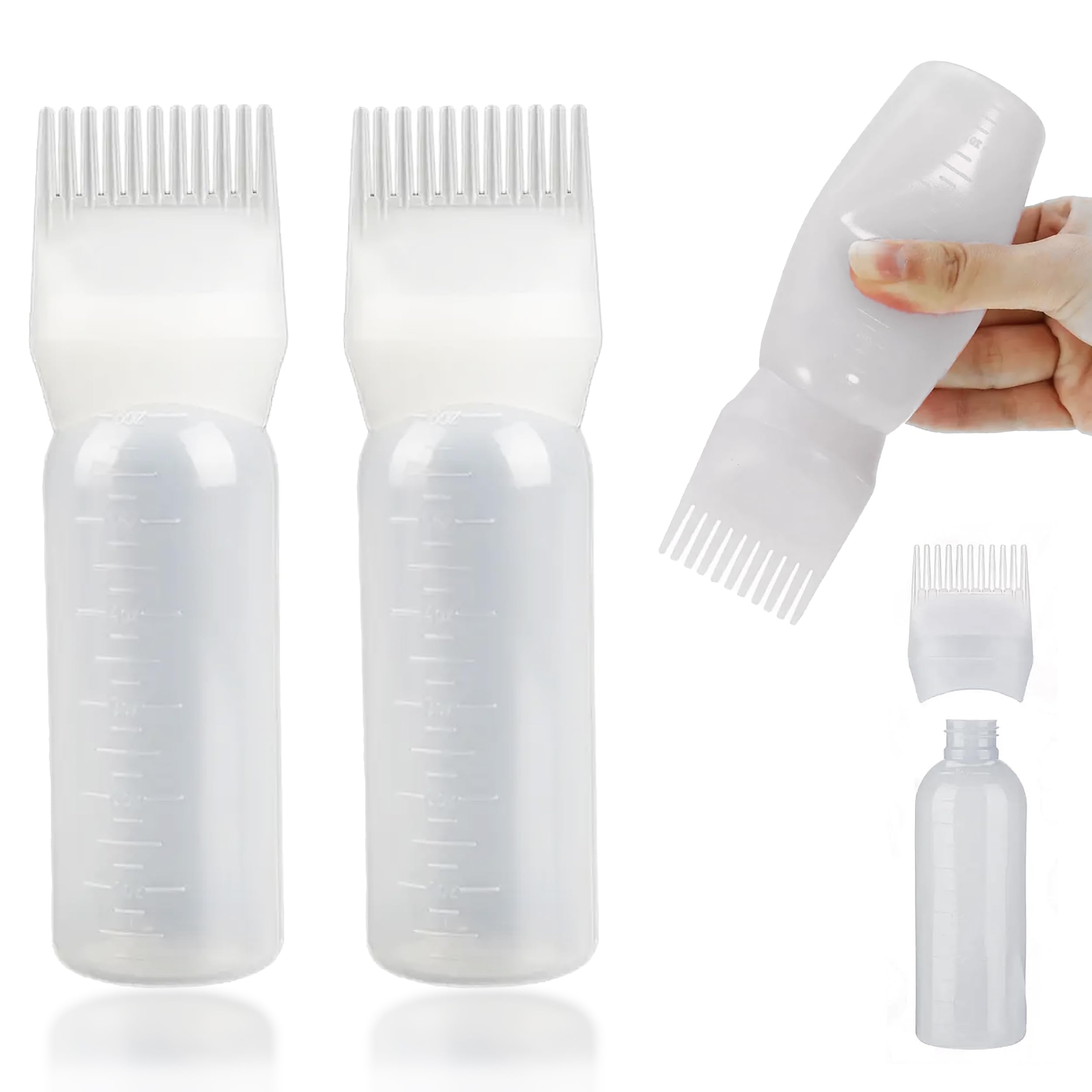 Haarfärbebürstenflasche – 160 Ml, Mit Skala & Applikatorbürste, Auslaufsicher (Farbe Wählbar: Rosa, Lila, Weiß)