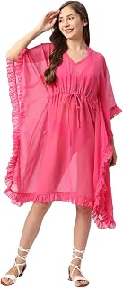 Smarty Pants Women's Chiffon Solid White Color Kaftan Cover up. Price In India