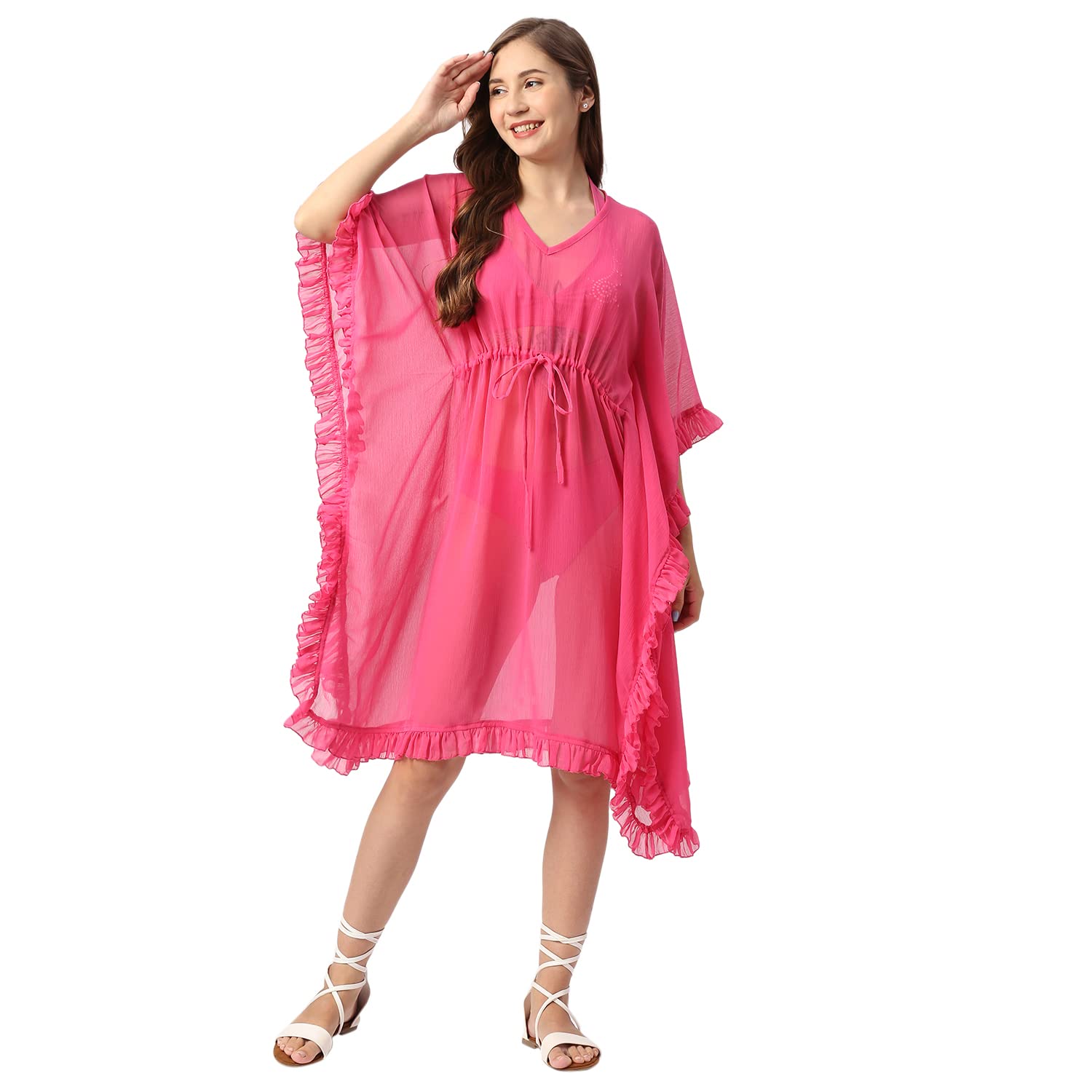 Smarty Pants Women's Chiffon Solid White Color Kaftan Cover up. - Review, Price and Buying Guide