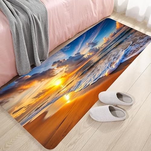 WODEJIA Non Slip Bath Mat Sponge for Bathroom Sunset Beach 47 x 17 in