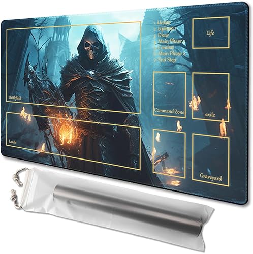 MTG Playmat - Impresión antideslizante en la parte trasera, ideal para entusiastas de los juegos de cartas, tapete de juego TCG (esqueleto de