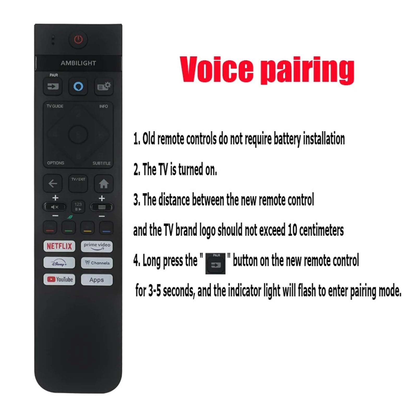 Control Remoto por Voz 398GM10BEPHNE000SY, Compatible con Philips, Compatible con Ambilight 55PUS8009/05 55PUS8009/12 OLED TV(Voice Edition)