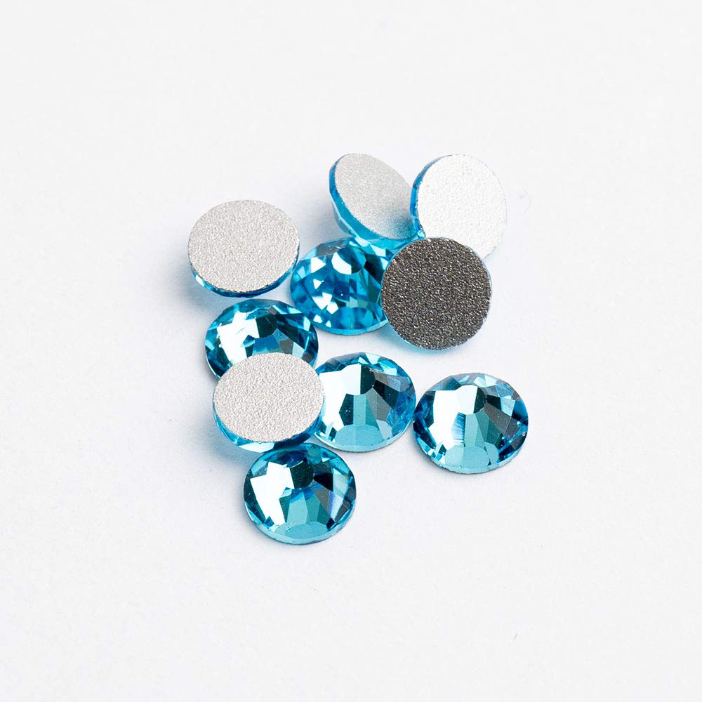 288pcs Crystal Lane ss30 (6.5mm) Blue Aquamarine Rhinestones Flat Backs, Round Glass Gemstone Embellishments