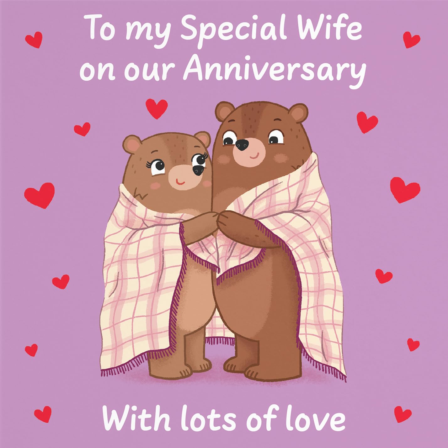 Hunts England - Cute Snuggly Bears Wife Anniversary Card - Fun Bears Anniversary Card - Love Story Collection - Image 2