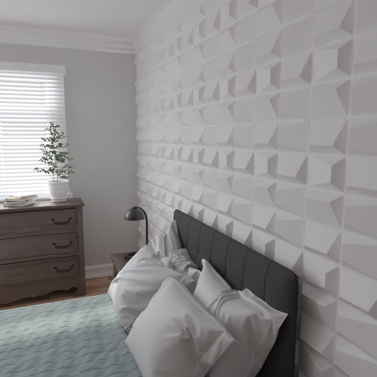 White Textured 3D PVC Decorative Wall Panel 19.63" x 19.63"