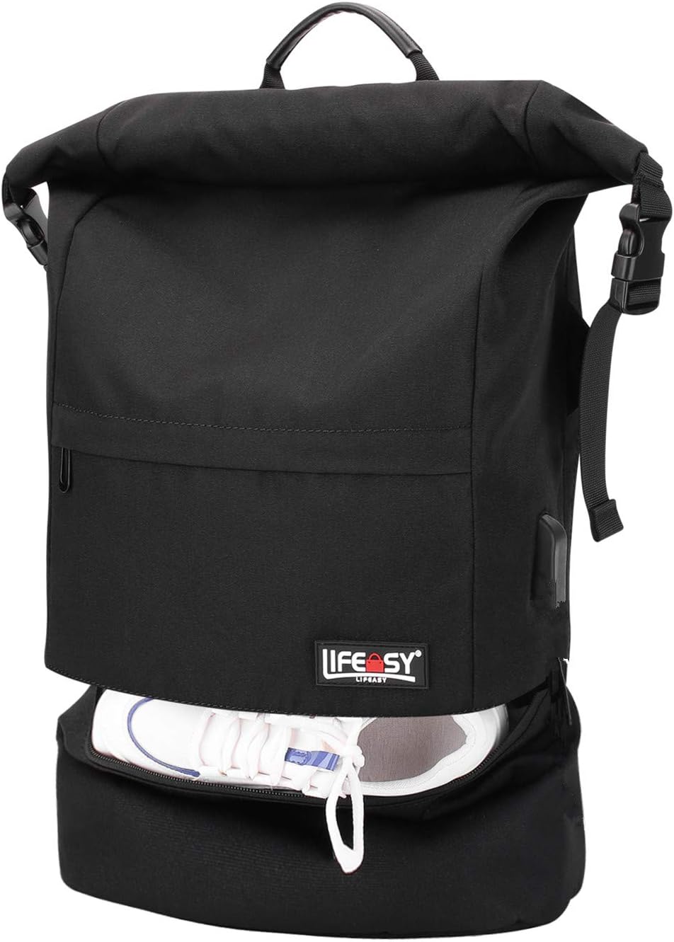 Travel Laptop Backpack, Lifeasy Casual Laptop Daypacks 15.6in Waterproof Business Rucksack Roll Top Travel Bag Backpack for Men & Women (Black, S)