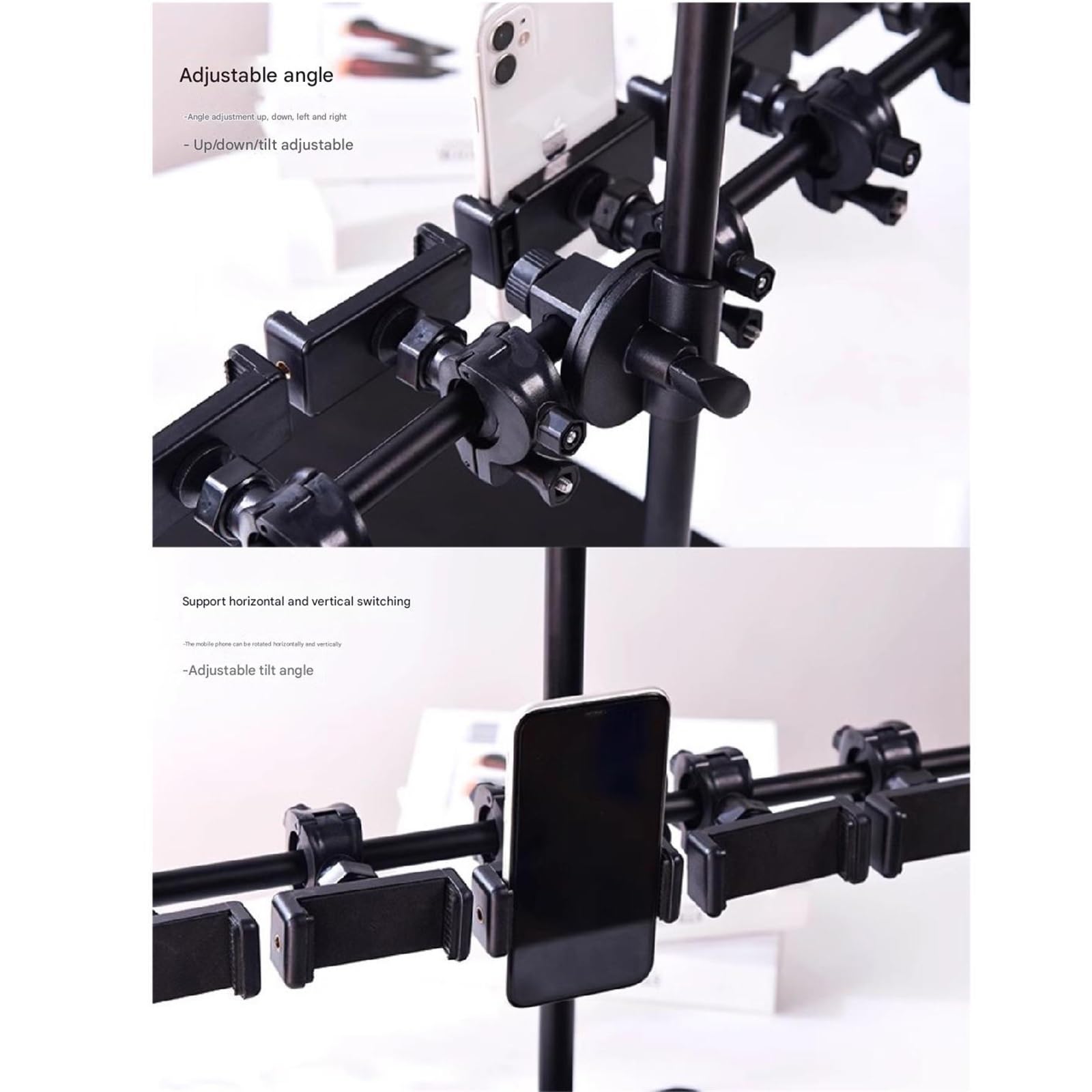 Genérico Soporte Ajustable para teléfono móvil - Soporte de Escritorio Multifuncional para transmisión en Vivo y videoconferencias - Soporte de Control grupal para 12 cámaras - Ideal para Creadores y