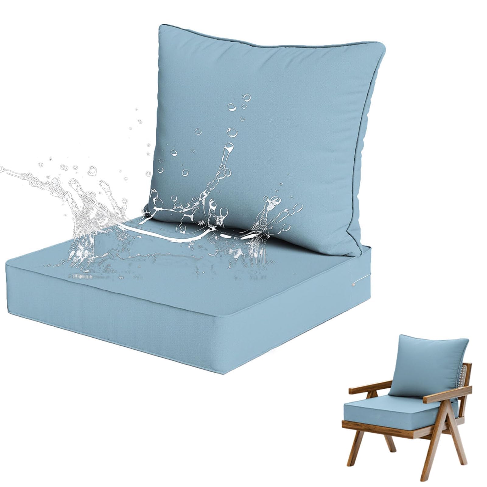 Poduszki do siedzenia i oparcia do salonu ogrodowego, zewnętrzne wodoodporne poduszki zewnętrzne salon do domu samochód biuro sofa i krzesło D 61*61*10+61*50