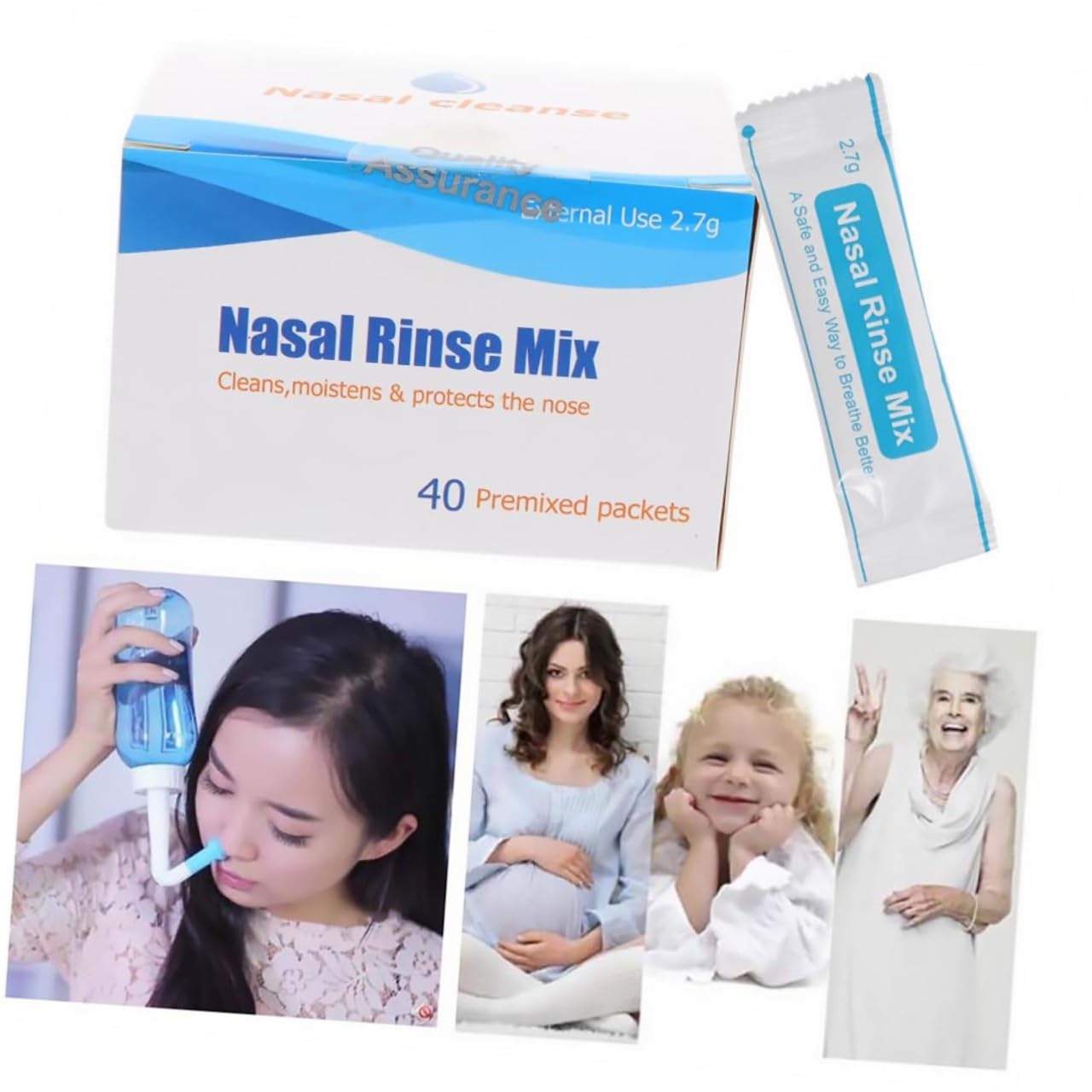 Sal para Enjuague Nasal 80 Sobres Blanco, Disolución Rápida