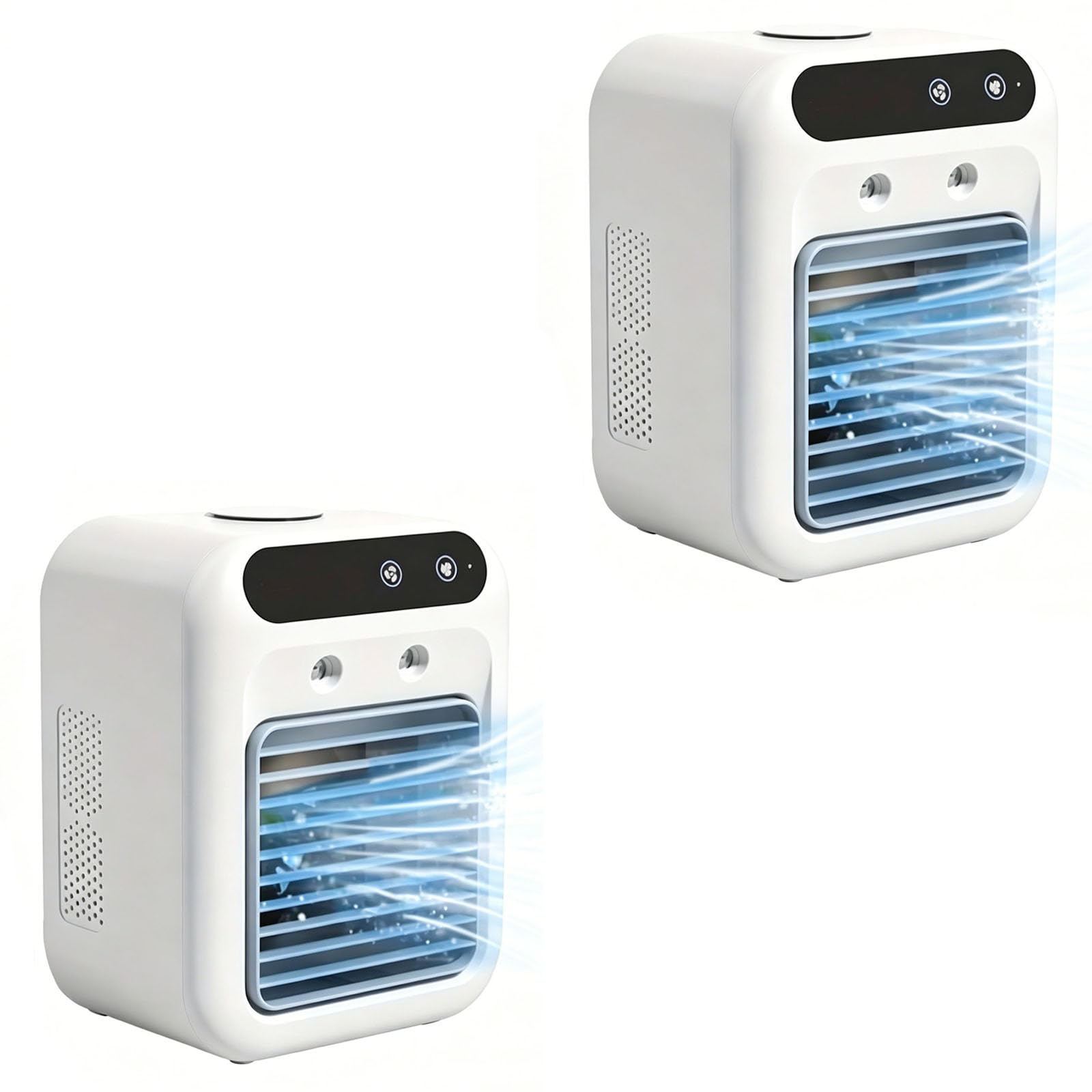 Rechargeable Personal Mini Air Cooler with Mist Humidification Function, Portable Evaporative Water Cooling Fan, Compact Misting Air Conditioning Unit for Bedroom, Office, Camping (2pcs)