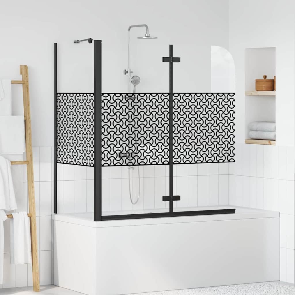 Geometryczna kabina prysznicowa, czarna, 120 x 67 x 129 cm, 4 mm szkło hartowane, aluminiowa rama, składane, obrotowe drzwi prysznicowe do wanny, ochrona przed pryskaniem