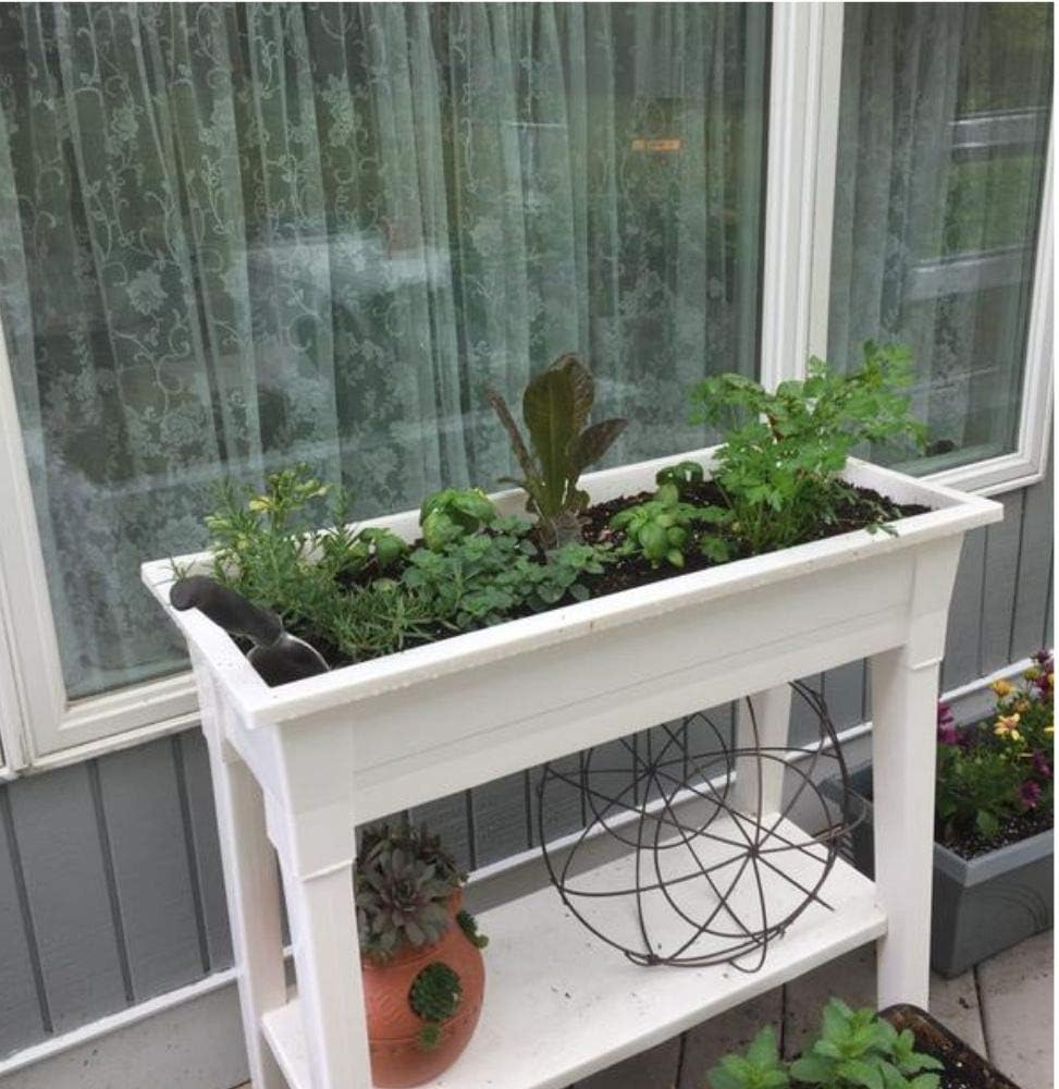 Raised Planter Box with Legs,Elevated Garden Planter,White 36 inch Tall Patio Planter,Free Standing Flower,Vegetables and Herb Planter for Outdoor