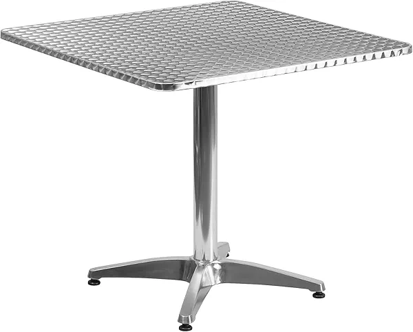 Flash Furniture Mellie Commercial Grade 31.5" Square Aluminum Indoor-Outdoor Table with Base